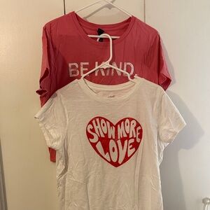 wild fable White Tee with Red Heart Graphic & Pink 'Be Kind' Tee